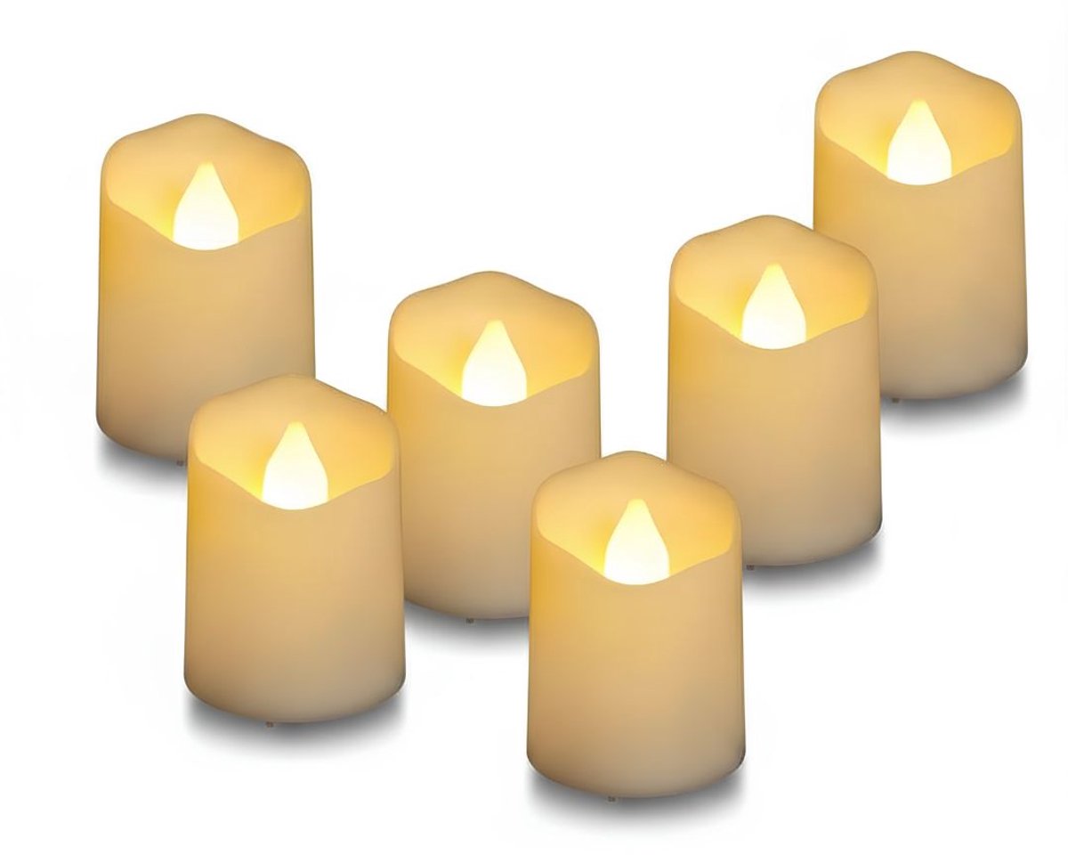 DnA® Oplaadbare LED Kaarsen met Afstandsbediening - 6 Stuks - Bewegende Vlam - Warm Wit - 4cm x 4cm x 6cm