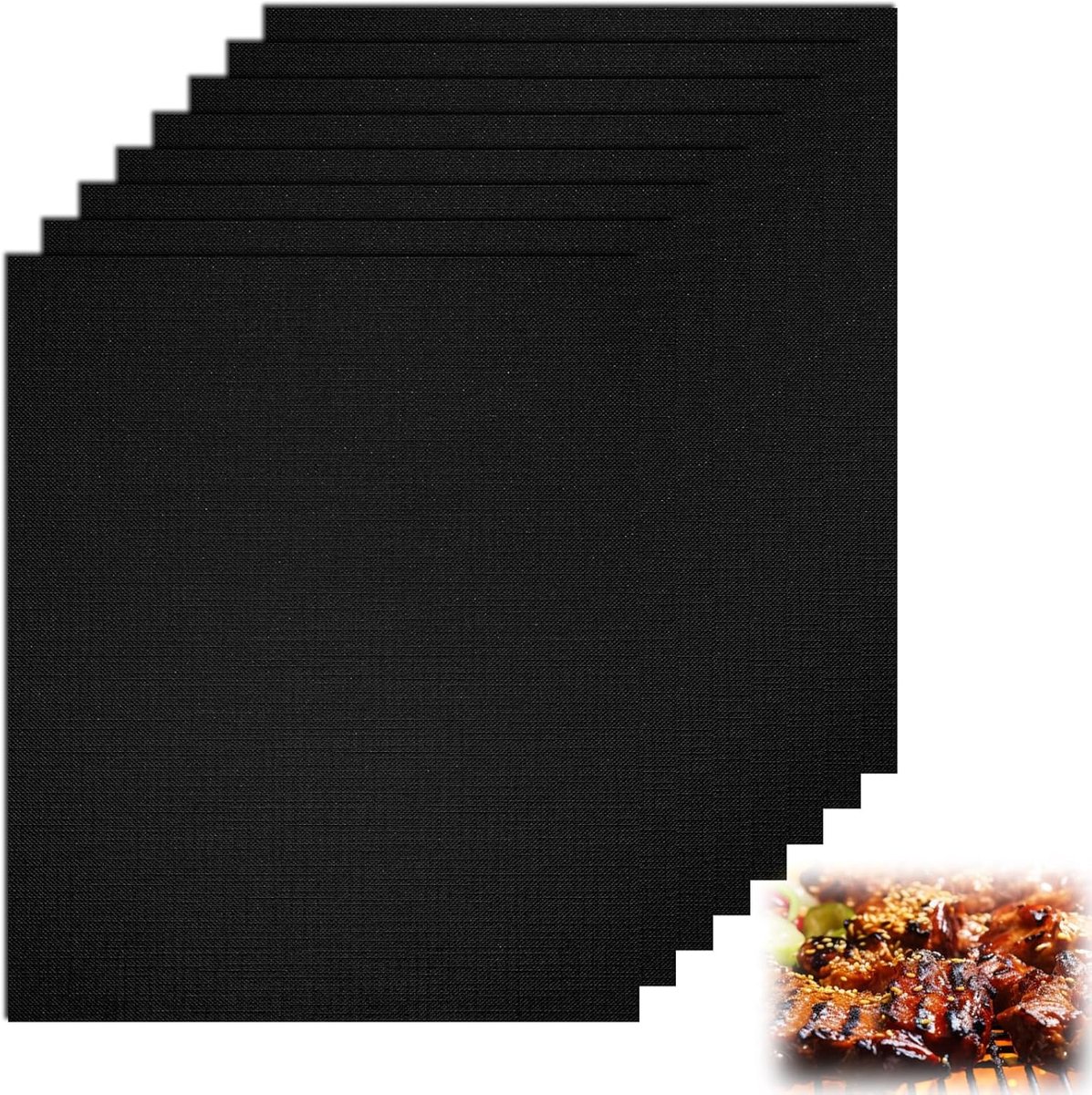 Set van 8 BBQ Grill Matten - Herbruikbare Teflon Grill Film voor Gas Grill en Houtskool Oven - 40 x 33 cm Grill Pad