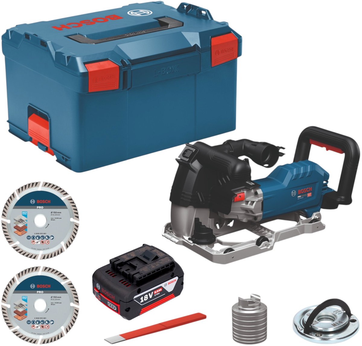 Bosch GNF 18V-40 accu-muurfrees 18 V 40 mm borstelloos + 1x accu 5,0 Ah + L-Boxx - zonder oplader