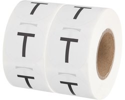 Letter T Inventory Labels - 1 Inch Capital Letter Stickers - Zelfklevende Ronde Cirkel Codering Dots Labels - 2 Rol/ Totaal 1000 Stuks voor Kantoor - Opslag