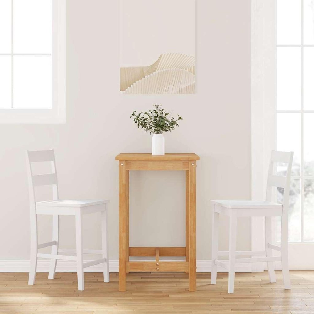 Set barkrukken - Houten stoelen - Aan tafel zitten - Ergonomisch ontwerp - 95 cm hoog - Wit