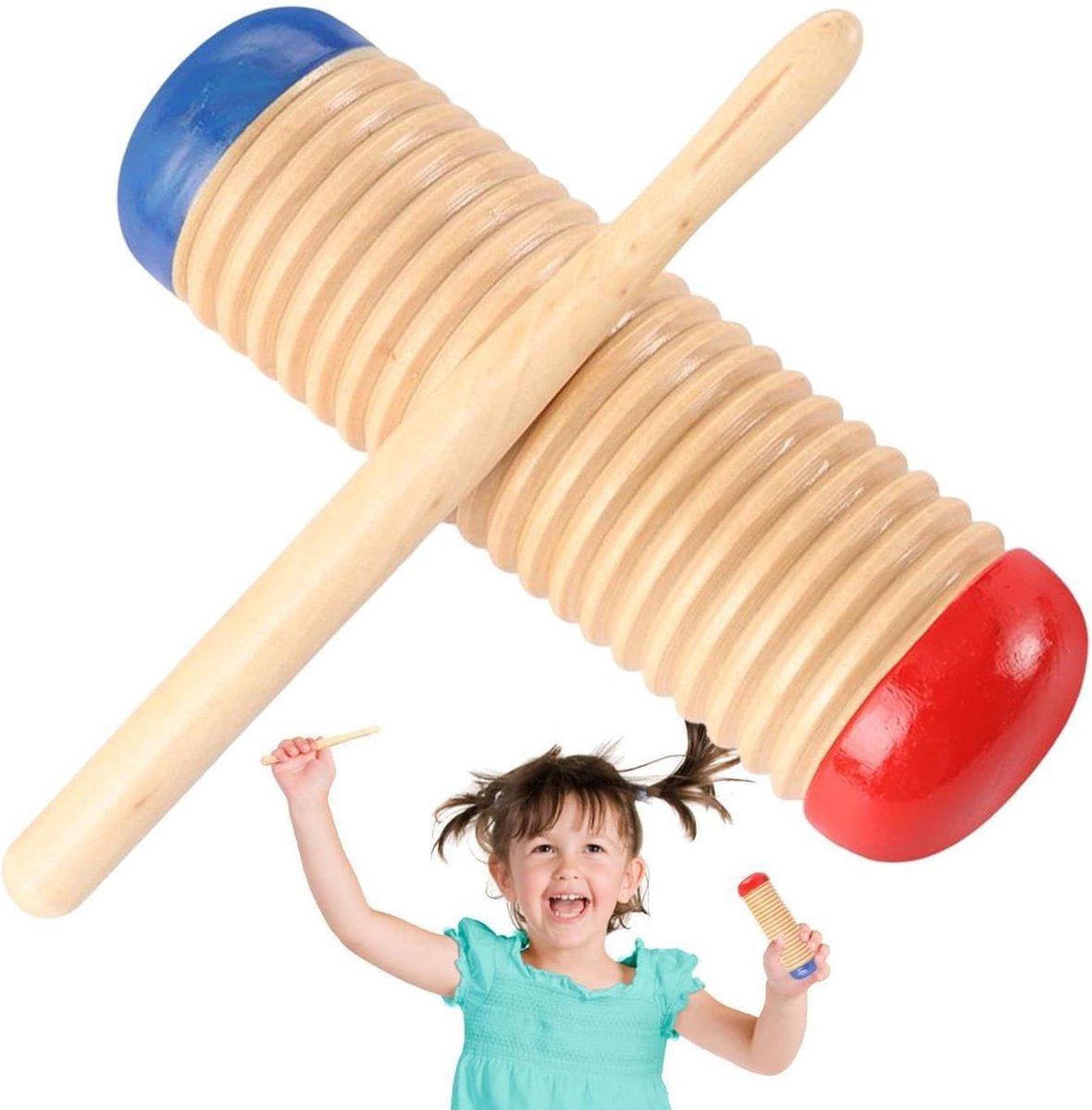 Percussie Instrument - Ritmische shaker - Muziek maken - Houten constructie - 14 cm - Natuurlijk