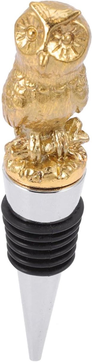 Uil wijnstekker - Dierlijke kurk - Wijn bewaren - Decoratief ontwerp - 11 x 2 cm - Goud