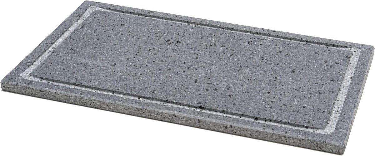 Grillplaat - Bakplaat - Buiten koken - Natuurlijke lavasteen - 40 x 25 cm - Grijs