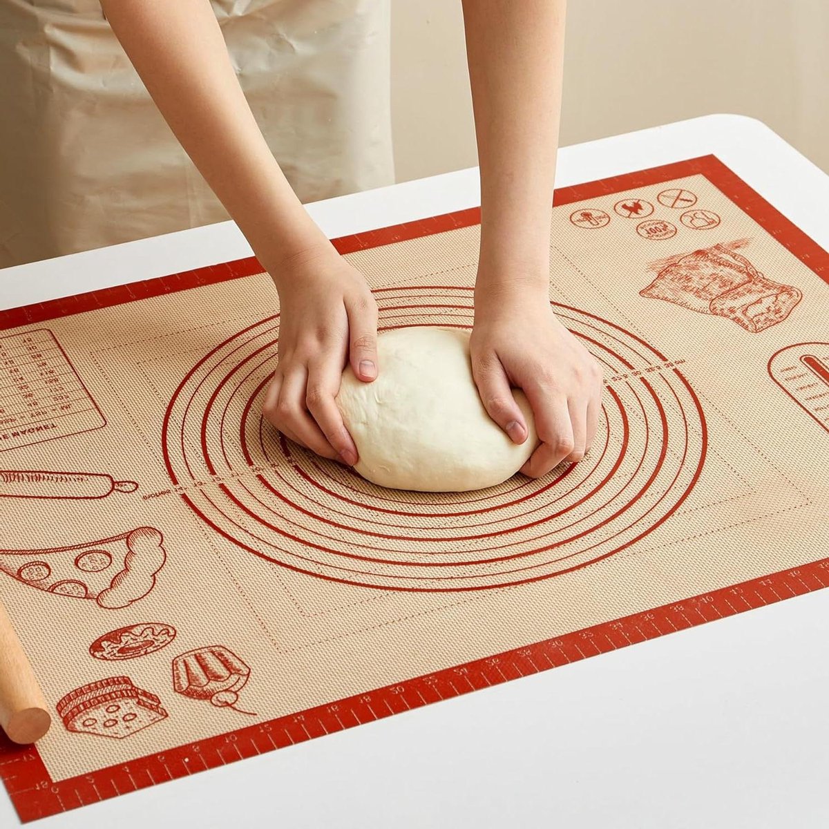 Bakmat - Deegmat Kneedmat - Bakken en Koken - Extra Dik Non-stick - 68x50cm - Rood