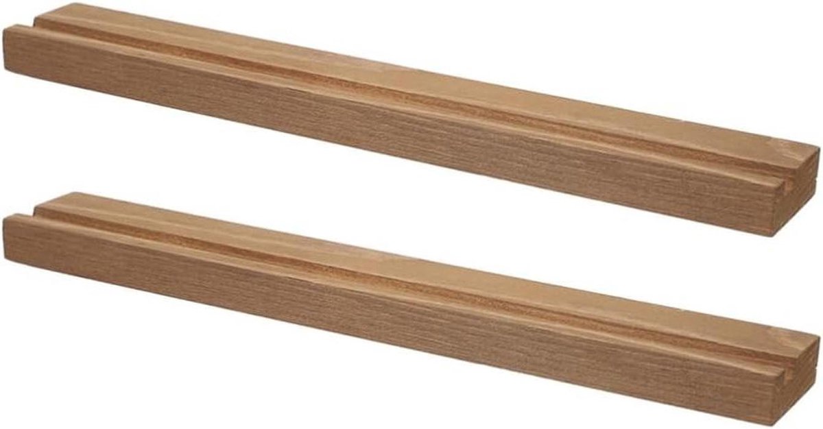 Vinyl Opbergrek - Platenhouder - Collectie Tonen - Houten Constructie - Set van 2 - Lichtbruin