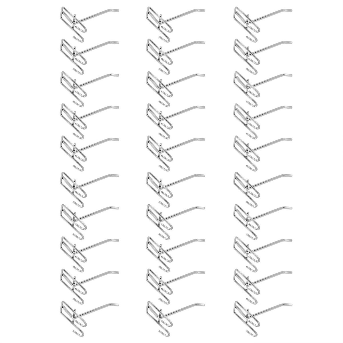 Cosensi - Dailygoods - Dailygoody - Plankhaken - Zware belasting - 30 stuks - Zilver - IJzeren haken - Geschikt voor supermarkten en juweliers - 10 cm lengte