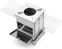 1PCS Camping Barbecue Oven Camp Tent Stove With Grill Racks Silver Stainless Steel Portable Wood Stove