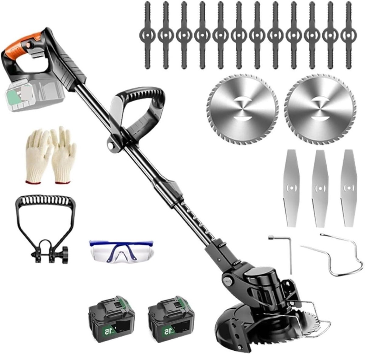 Elektrische Grastrimmer - Snoerloze Trimmer - Tuin Onderhoud - Verstelbare Steel - 2 Accu's - Zwart