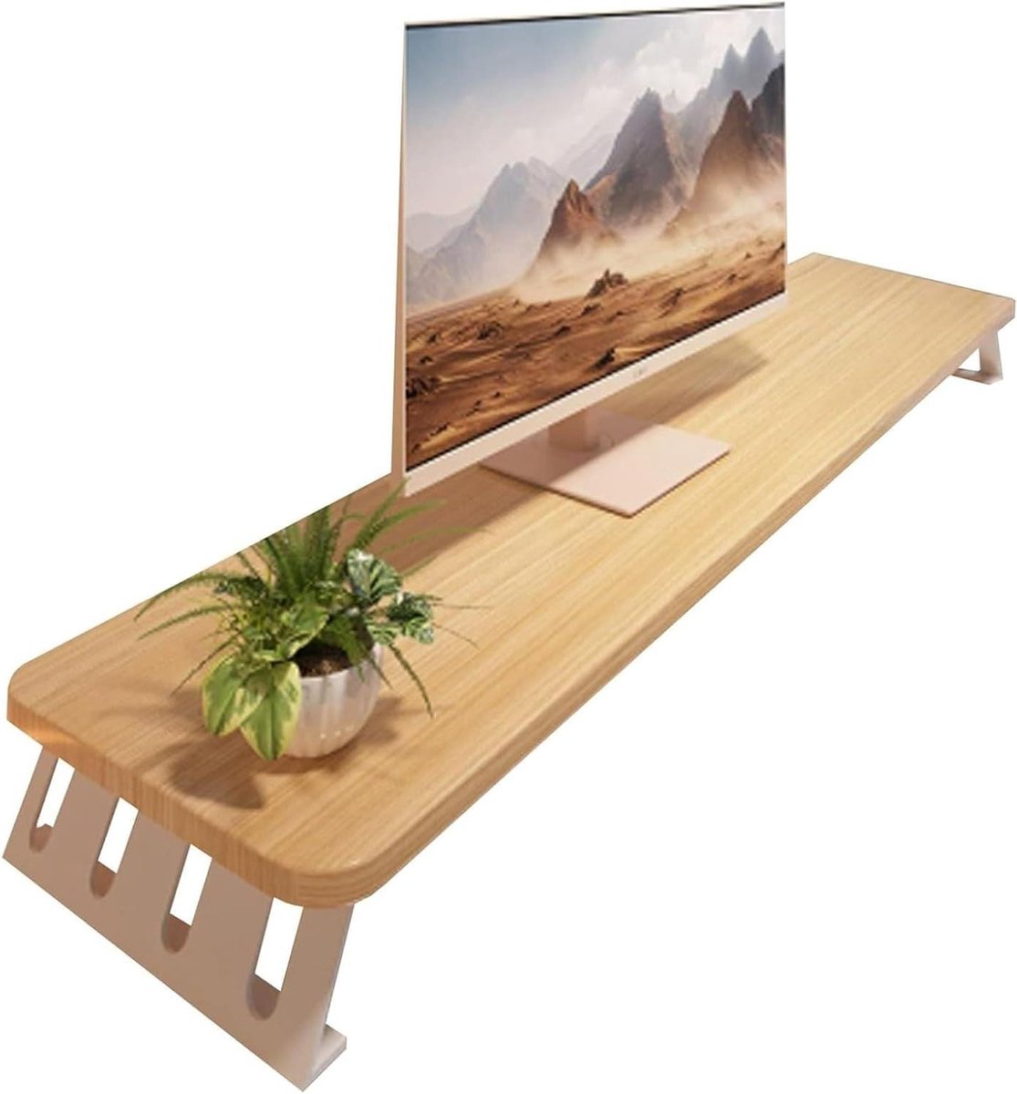 Monitor Verhoger - Bureau Plank - Werkplek Organiseren - Extra Breed Platform - 80 cm - Naturel