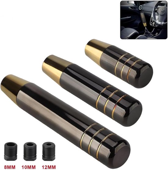 Auto Universele 9 Cm 13 18 Aluminium Zwart Goud Pookknop Racing Handmatige Transmissie Versnellingshendel Met Drie Adapter VersnellingspookVersnellingen Schakelhendel(13CM) — afbeelding 5