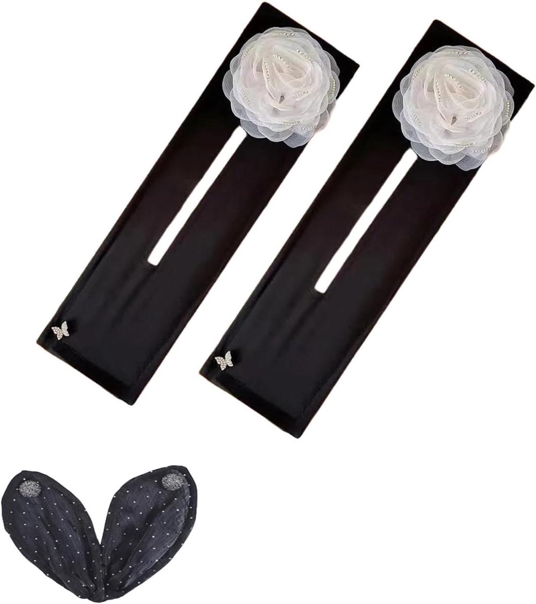 Haarclip met Bal - Bloemen Bun Rol - Snel Kapsel Maken - Hand Geborduurd - One Size - AB