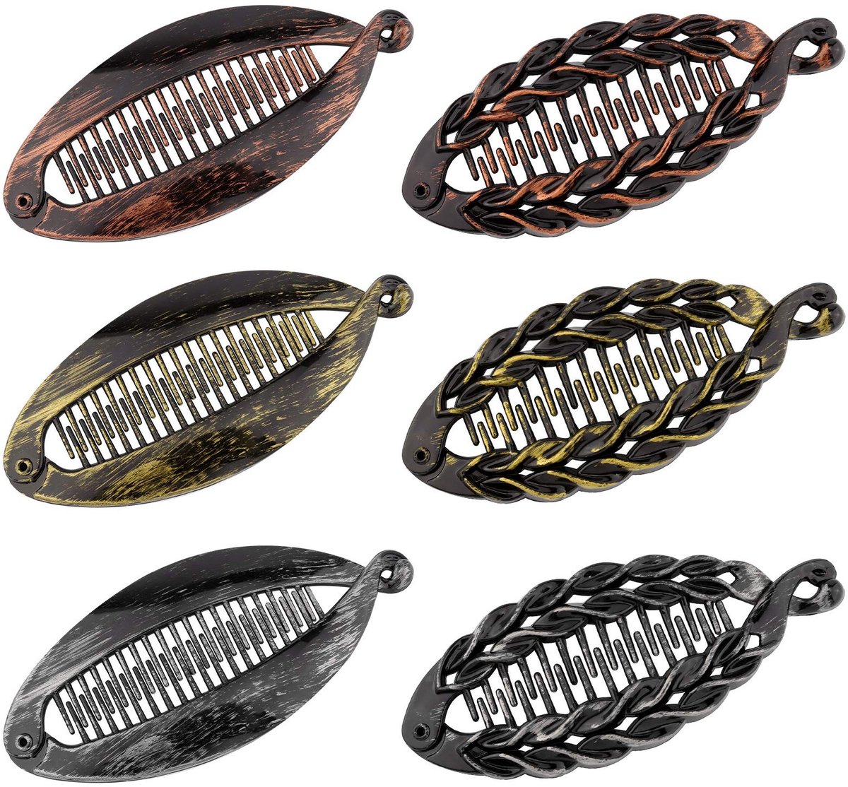 Dailygoods - Cosensi - Dailygoods - Dailygoody - Banaan Haarspeldjes - Visvorm Klem - 6 Stuks 14 cm - Haaraccessoires Dames - Kleur Goud Zilver Brons - Geschikt voor Elke Haarstijl