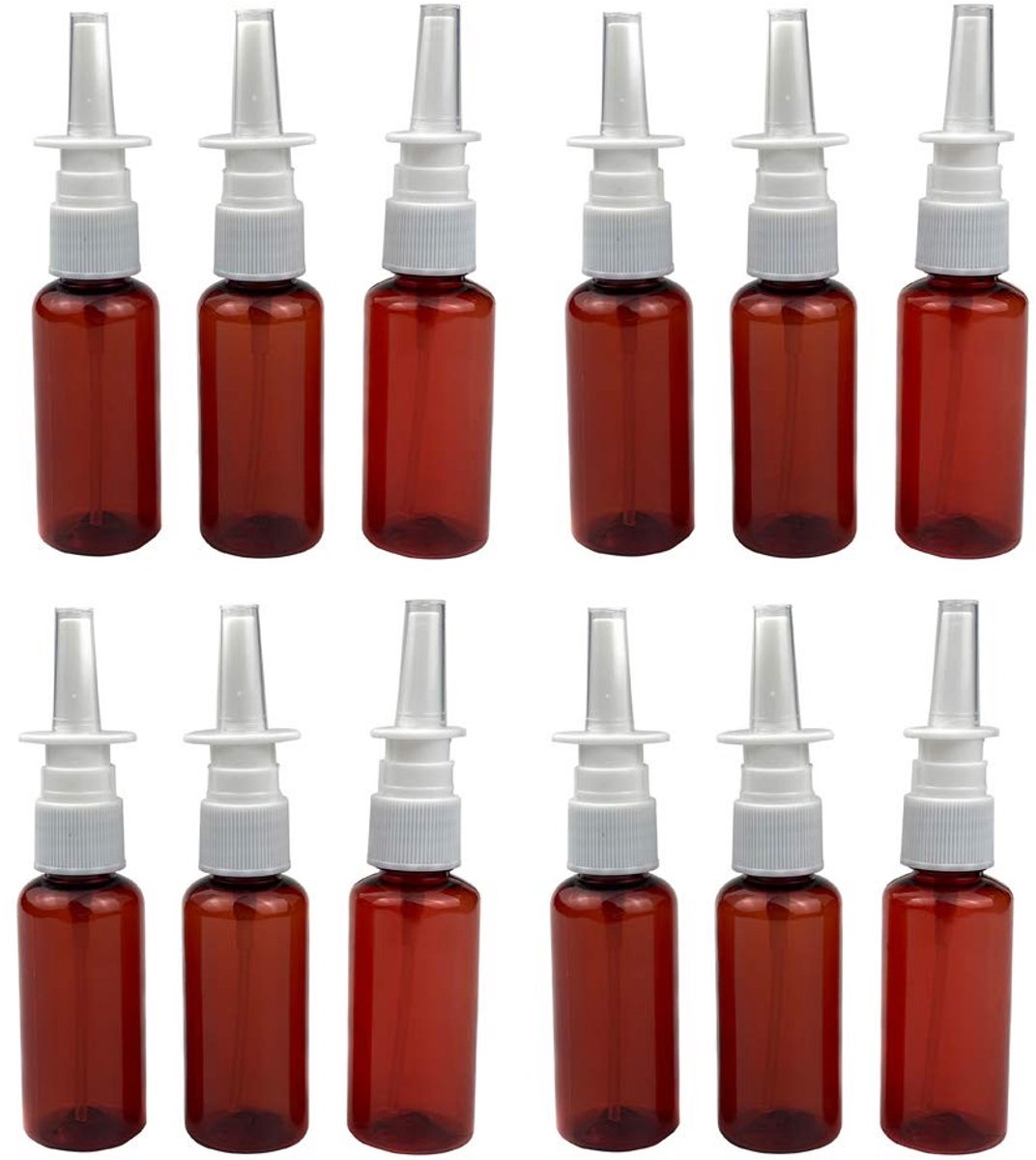 Dailygoods - Cosensi - Dailygoods - Cosensi - Dailygoody - Amber Plastic Neusspray Flessen - Fijne Mist Sprayers - 12 Stuks - 30ml - Ideaal voor Parfum en Essentiële Oliën - Medisch Gebruik