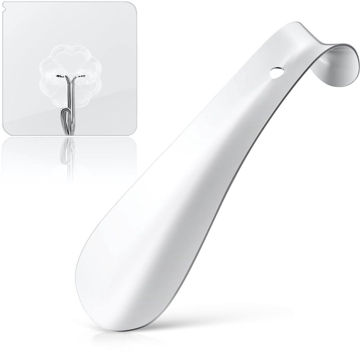 Dailygoods - Dailygoody - Schoenlepel van Roestvrij Staal - Ergonomisch Design - Elegant en Klein - Met Ophanghaak - Ideaal voor Laarzen en Schoenen - Duurzaa
