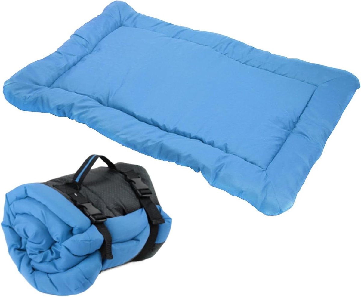 Huisdier Buitenbed - Reisbed Honden - Comfortabel Kamperen - Waterdicht & Wasbaar - 90 x 60 cm - Blauw