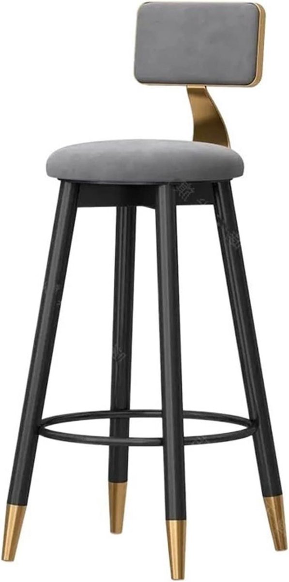 Barkrukken - Barstoel - Aanrecht Zitten - Met Rugleuning - 75 cm - Grijs