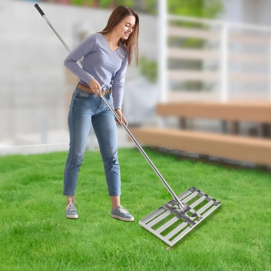 Gazon Egaliseer Hark - 75x25 cm - Professionele Lawn Leveling Tool - Voor Sportvelden en Tuinonderhoud - Zilver — afbeelding 3