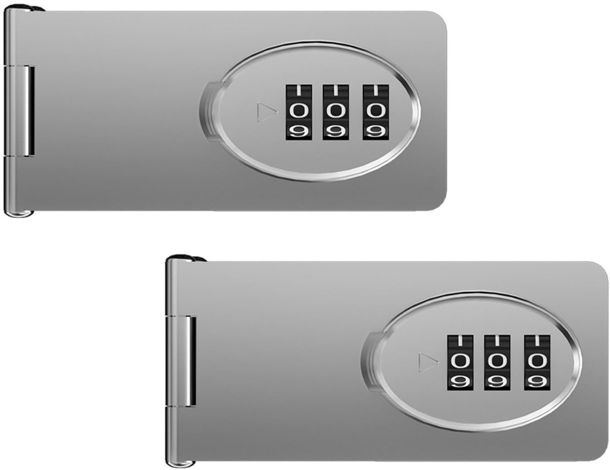 Dailygoods - 2-Pack 3-Cijferige Combinatiesloten voor Kasten