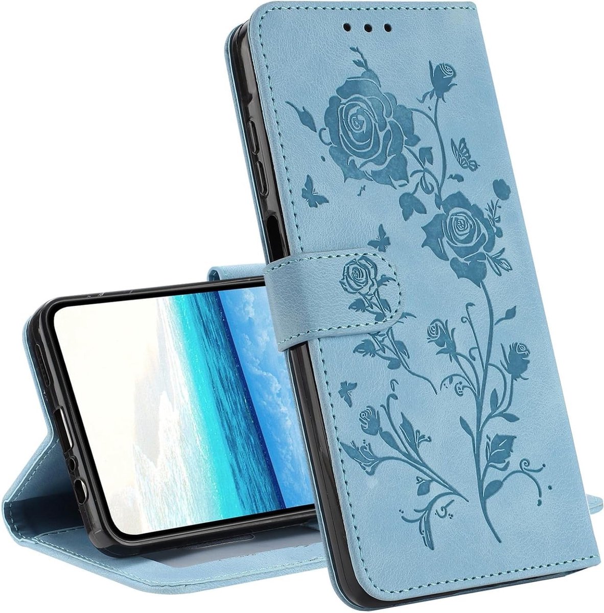 Wallet Case voor Samsung A34 5G - Roze Patroon Flip Case met Kaartsleuven, Magnetische Sluiting en Schokbestendige Bescherming