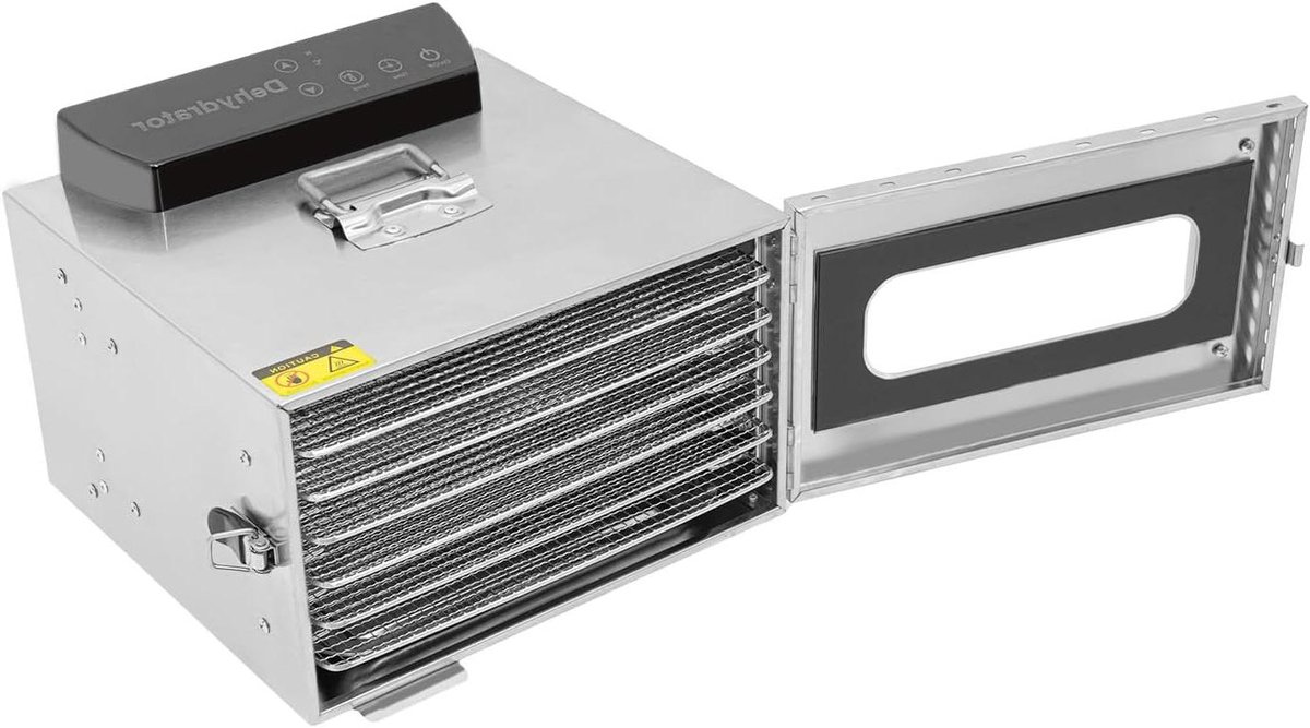 Voedseldroger met 6 etages, 400 W, met temperatuurregelaar van 30-90 °C, timer en roestvrijstalen behuizing voor fruit, groenten, vlees, thee en paddenstoelen, 220 V, EU-stekker