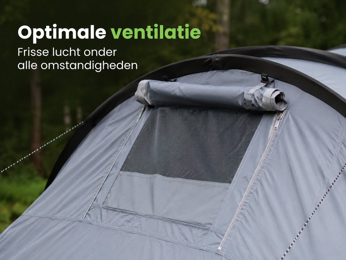 LYNEXA® Tent - Kampeertent - Tunneltent met 2 Compartimenten - Koepeltent - Familietent voor 2 tot 4 Personen - Waterdicht & Windbestendig - Camping tent - Panoramische Ramen & Ventilatie - Voor Camping & Outdoor - Inclusief Draagtas & Campinglamp – foto 3