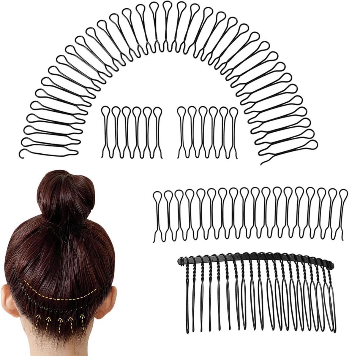Haar Afwerkingsfixer - Haarclips Set - Snel Kapsel Maken - Onzichtbaar Flexibel - U-vorm - Zwart