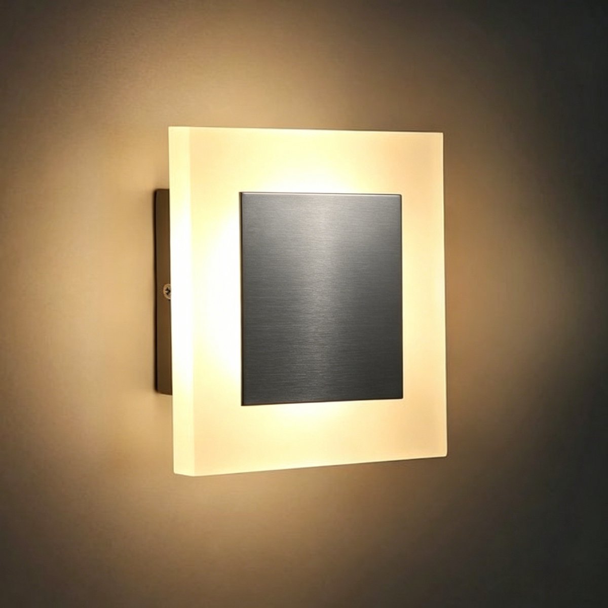 NETTLIFE Wandlamp LED - vierkant - modern - 7W - binnen wandverlichting - 3000K Warm wit Licht - gemaakt van ijzer & acryl - 16cm hal lamp - voor Slaapkamer | Trappenhuis | Studeerkamer | Woonkamer