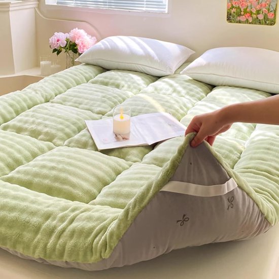 Oprolbare futonmatras - Vloerbed slaapmat - Comfortabel slapen - Ademend en ondersteunend - Full Size Queen - Marrone — afbeelding 3
