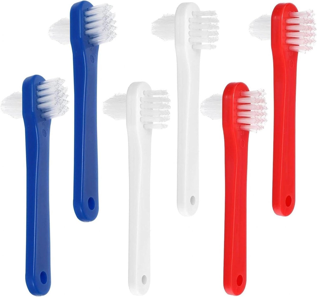 Prothesetandenborstels - Gebitsreinigers - Mondhygiëne - Dubbele Koppen - 6 Stuks - Diverse Kleuren