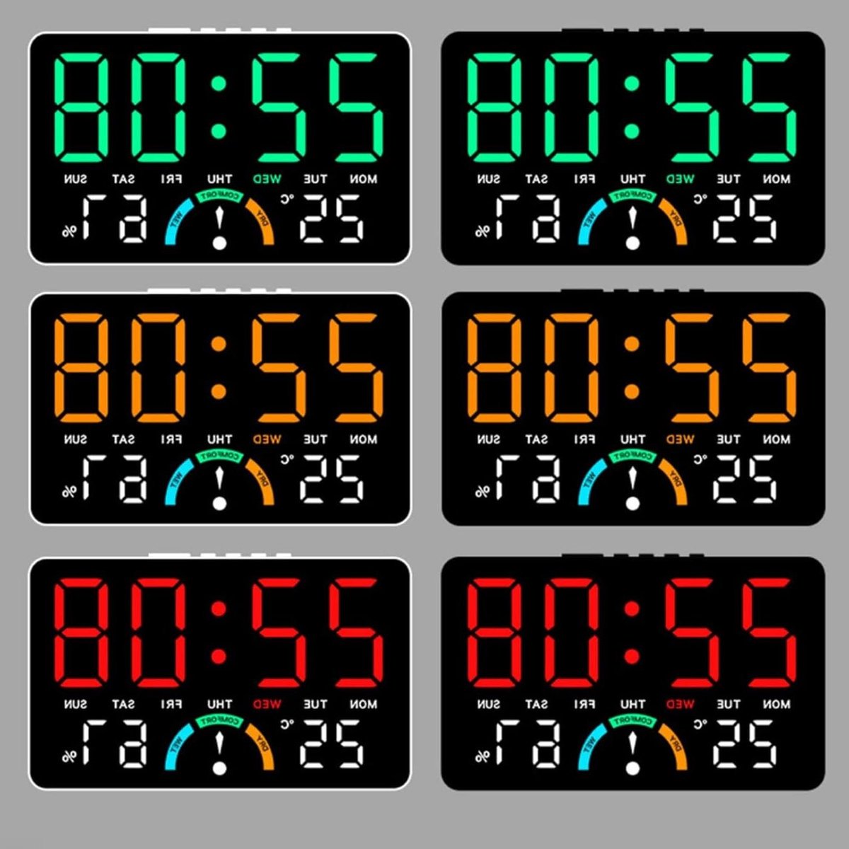 Elektronische Klok - Digitale Wekker - Kamertemperatuur Monitoren - Groot Scherm Display - 16cm Breed - Blauw