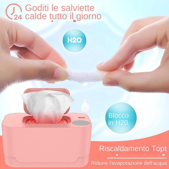 Vochtige Doekjes Warmer - Luierwarmer Baby - Babyverzorging Thuis - Gelijkmatige Warmte - Tot 80 Doeken - Roze — afbeelding 2