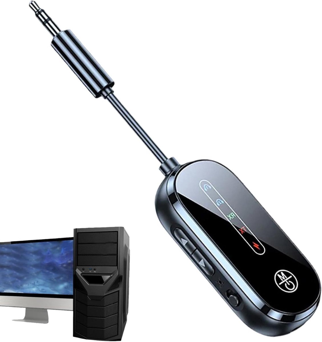 Audio Zender Ontvanger - Draadloze Adapter - Reis Audio - Dubbele Functie - 13 cm Lengte - Zwart