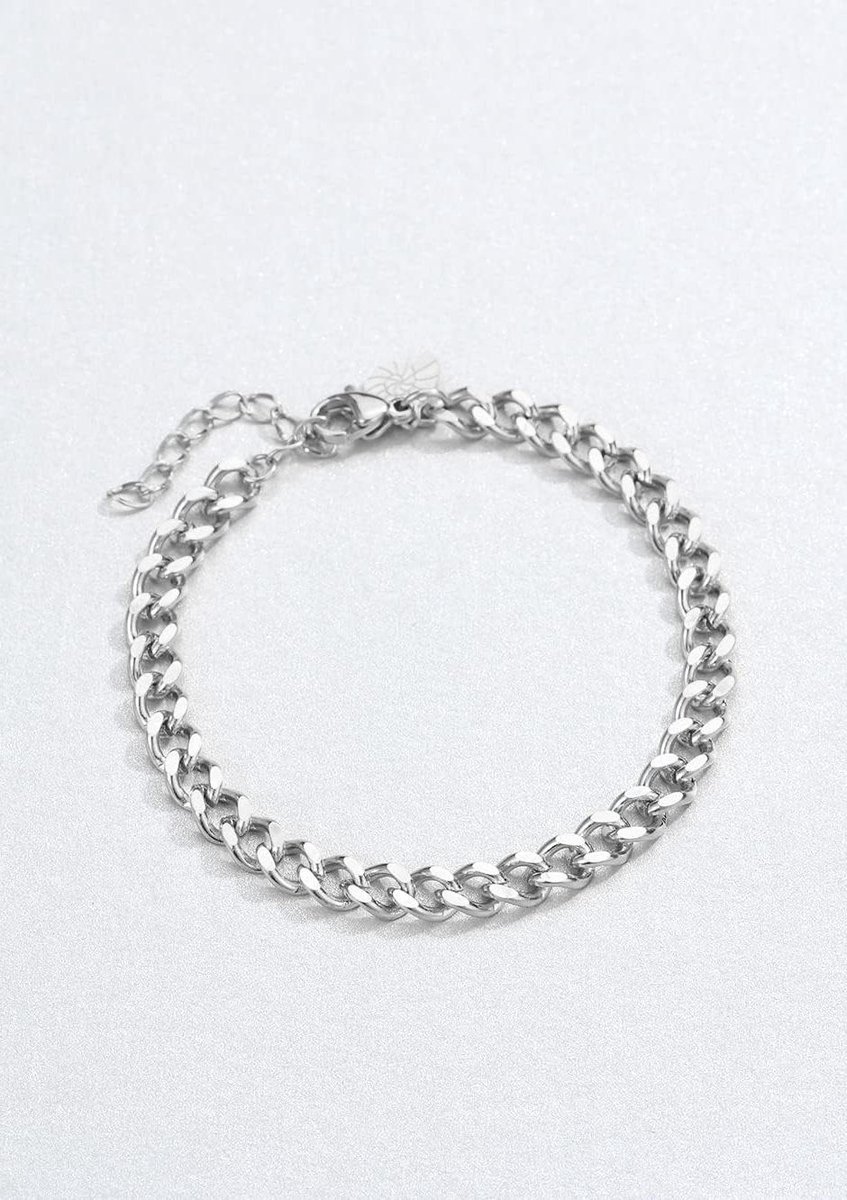 Armband Schakelketting - Dames Armband - Dagelijks Gebruik - Grote Schakels - 8.1 x 7.1 cm - Zilverkleurig