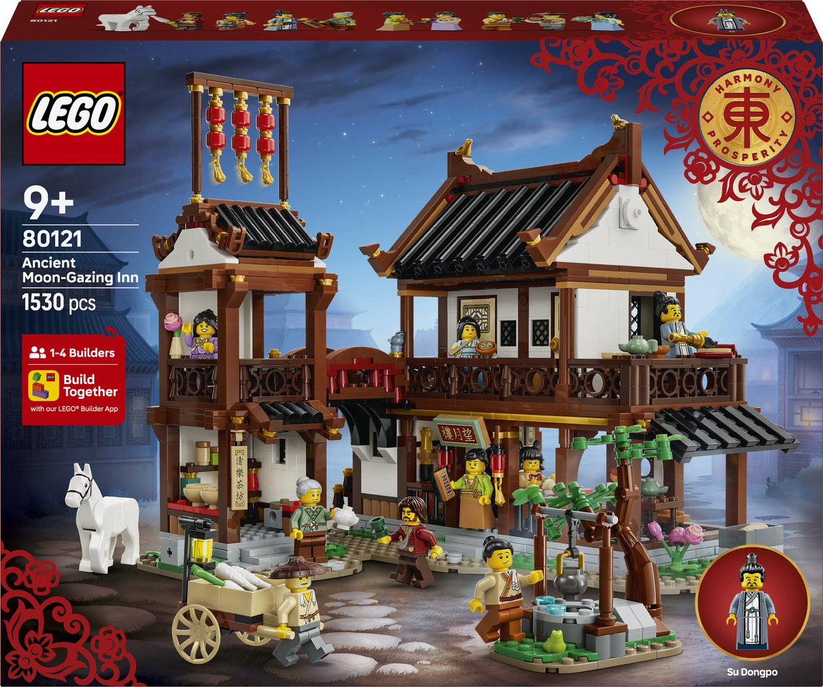 LEGO® Chinese Festivals Historische Maanfeest Herberg - Creatief Speelgoed - Bouwset met Gebouw - Antieke Decoratie - Cadeau voor Jongens, Meisjes en Kinderen Vanaf 9 Jaar - 80121