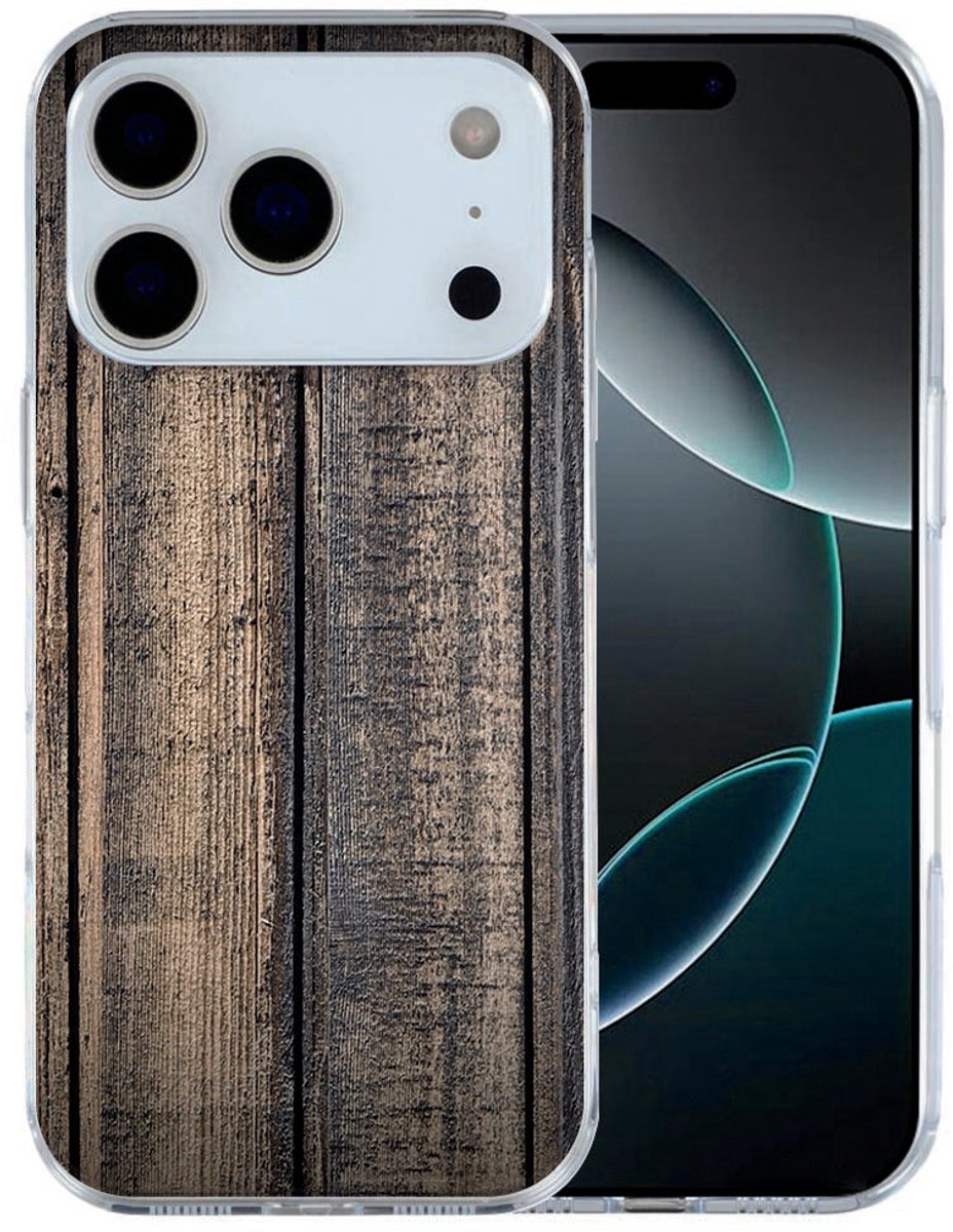iPhone 17 Pro Max Hoesje Steigerhout – Robuust TPU Cover met Houtprint