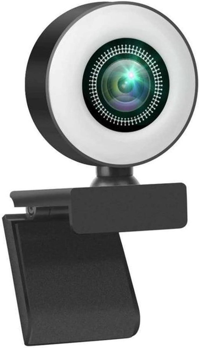 Webcam HD - Live Camera - Video Bellen - Met Ringlicht - 2K 4K Resolutie - Zwart