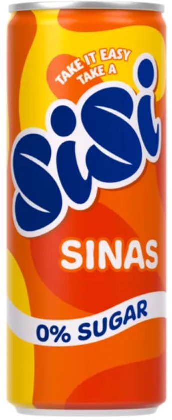 Sisi Sinas Zero Sleek Blik – Sinaasappel Frisdrank Zero (24 x 330 ml)