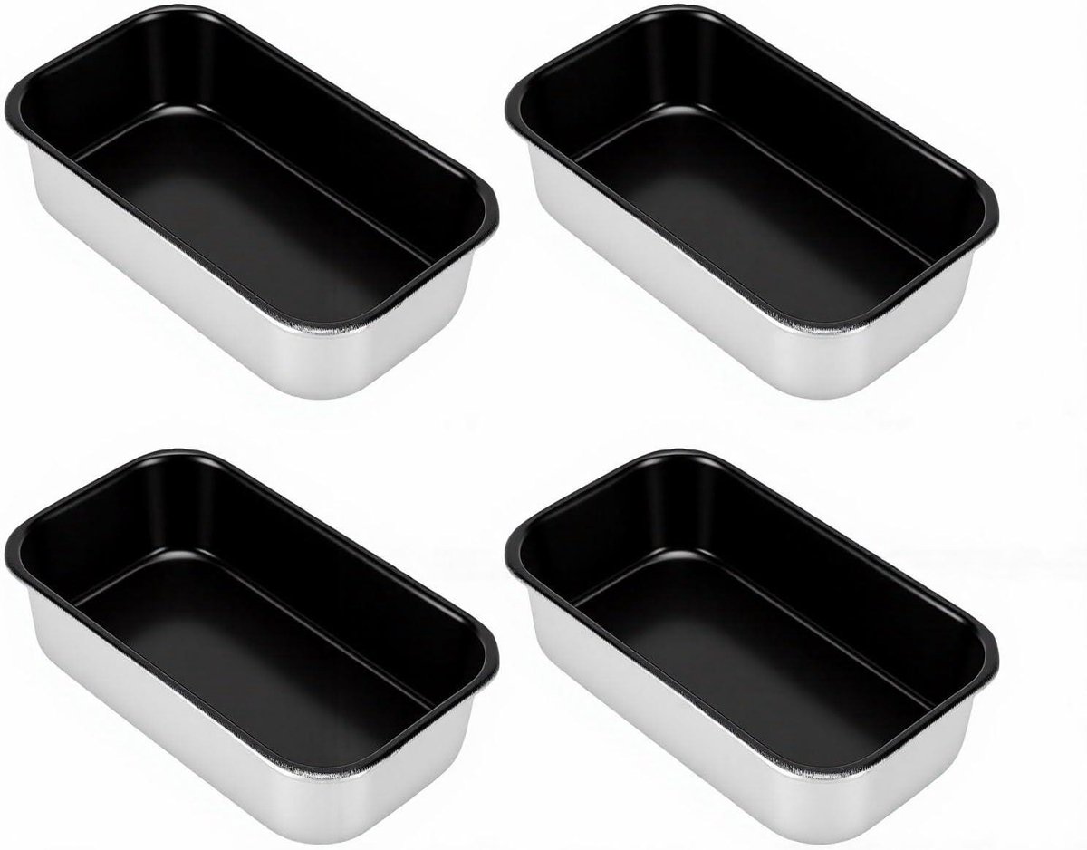Mini Broodvorm - Kleine Bakblikken - Brood Bakken - Anti-aanbaklaag - 4 Stuks - Grijs