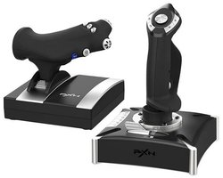 PXN 2119 Pro - HOTAS Flightstick - Throttle & Joystick Set - Realistische Flight Simulator Besturing - Programmeerbare Knoppen - USB - PC - Zwart