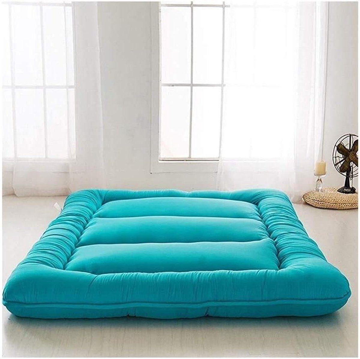 Japanse Futon Matras - Opvouwbaar Slaapmatje - Ruimte Besparen - Ergonomisch Ontwerp - 100x200cm - Blauw