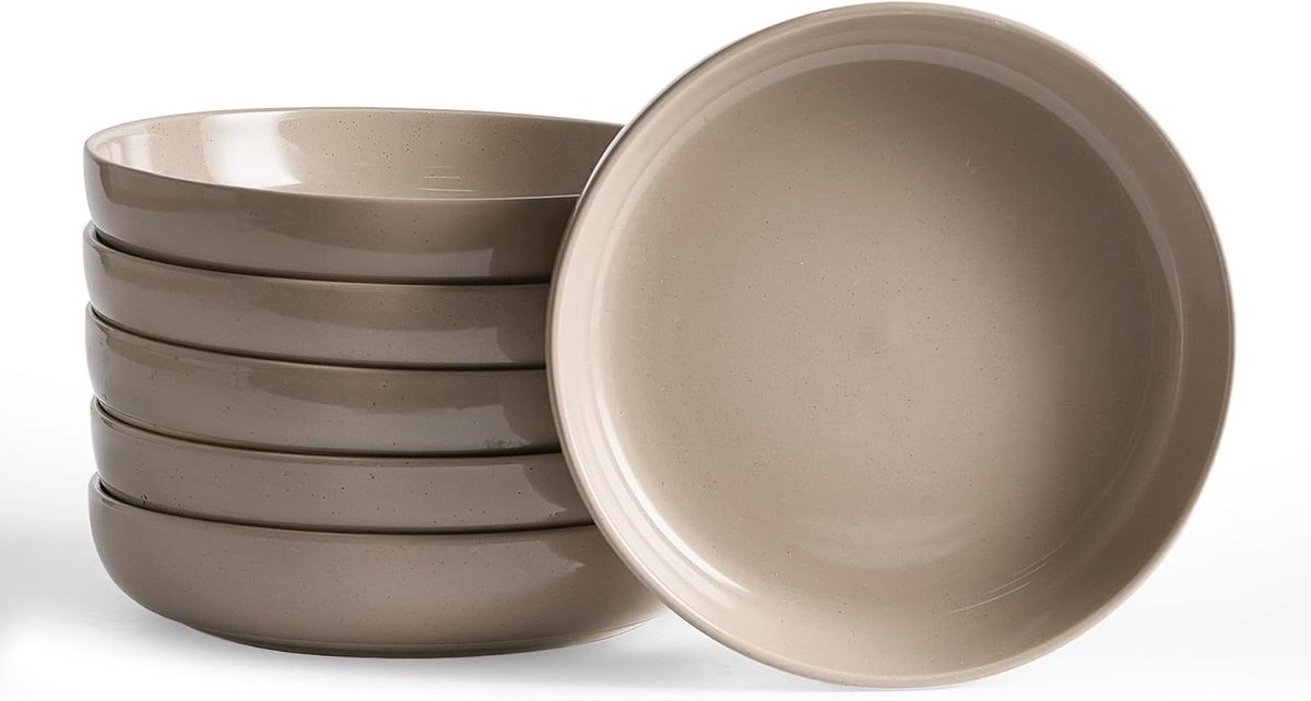 Servies Set - Pastaborden Soepkommen - Tafel Dekken - Magnetron Vaatwasserbestendig - 6 Delig - Kaneelbruin