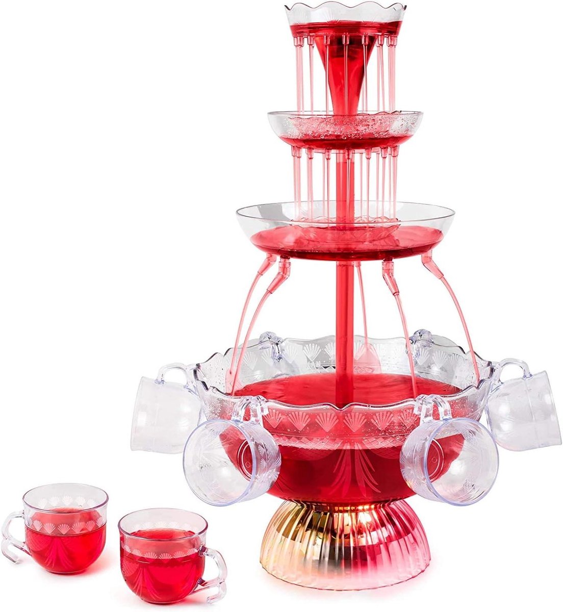 Drankfontein - Drankdispenser - Feestelijke Drankjes - Verlichte Basis - 3 Lagen - Multicolor