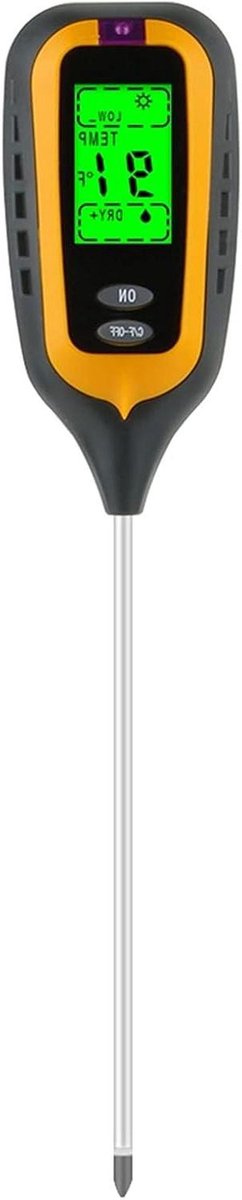 Vochtmeter Grondtester - Bodemdetector pH - Planten Verzorgen - Vier-in-één Functie - 19.7cm Sonde - One Color