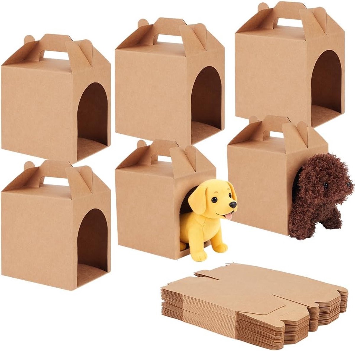 Feestgeschenkdoosjes - Opvouwbare dozen - Cadeaus uitdelen - Met handvat - 12x10x16 cm - Bruin