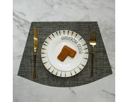 Daesar Placemats vinyl placemats wasbaar, sector zwarte placemats set van 6 placemats antislip 43x29cm