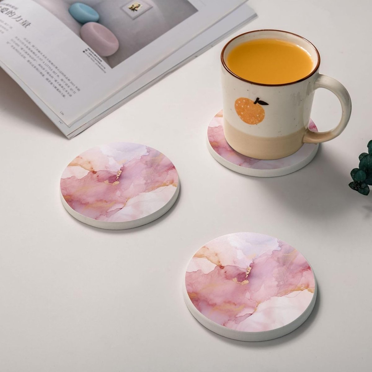 Onderzetters Set - Drankmatten - Tafel Beschermen - Absorberend Materiaal - 4 Stuks - Marmerlook