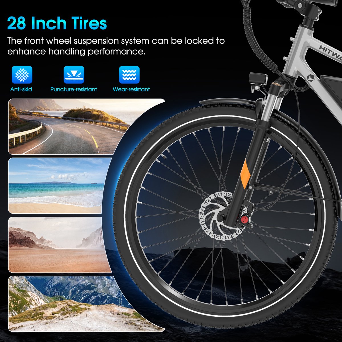 Elektrische Fiets Hitway BK27 Pro - 28 Inch City Commuter EBike met Afneembare 48V 16Ah Lithium Batterij - E-Bike met 250W Motor - APP Bediening – foto 6