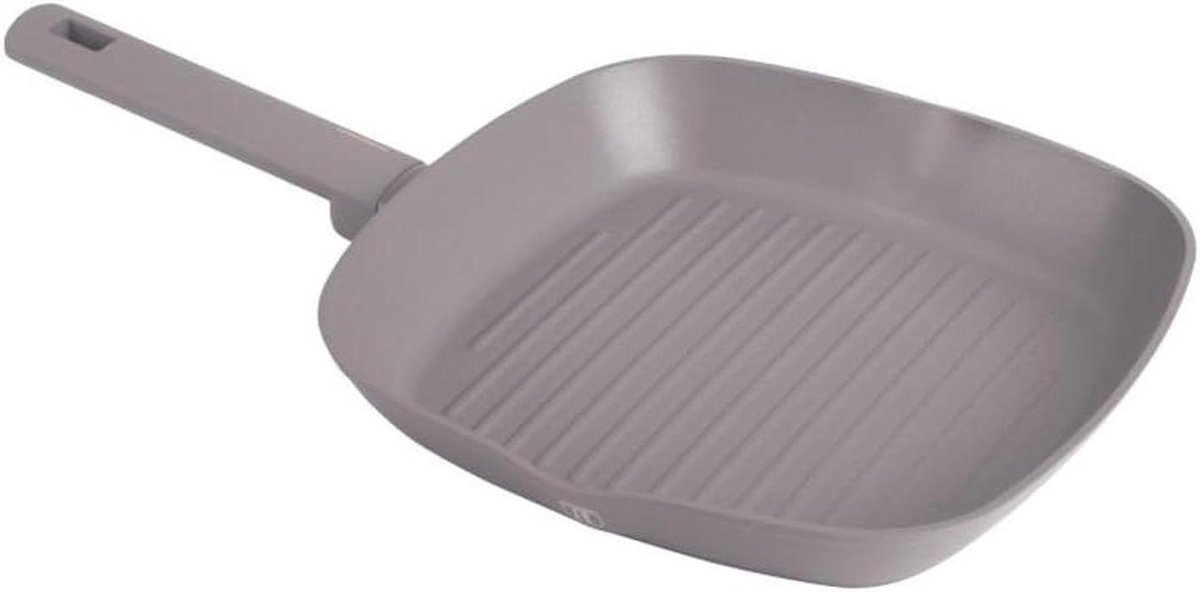 Grillpan - Koekenpan - Gezond Koken - Titanium Antiaanbaklaag - 28 cm - Taupe
