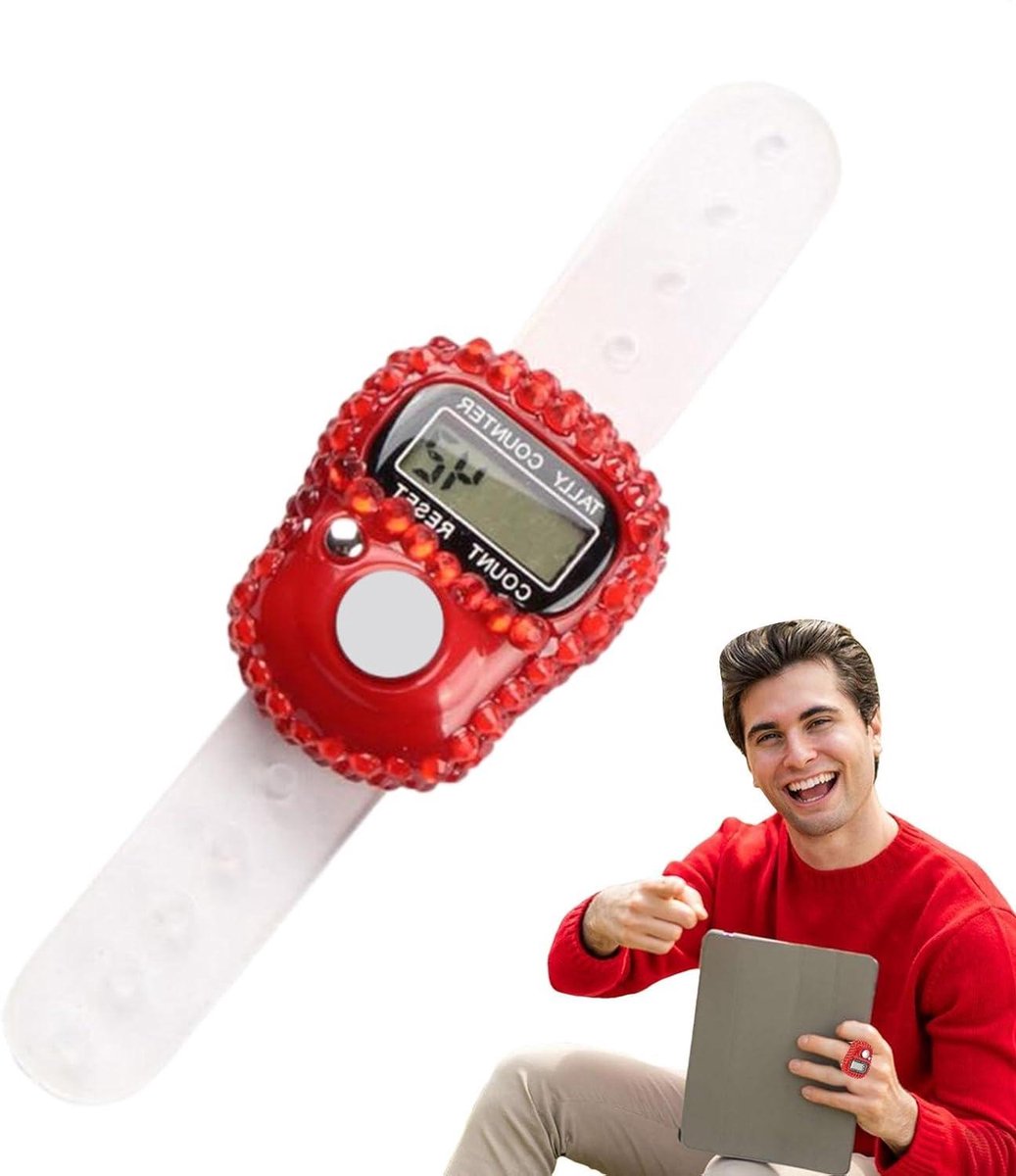 Digitale Tellen Counter - Handmatige Clicker - Activiteiten Tellen - LCD Achtergrondverlichting - 4 x 14 x 4 cm - Rood